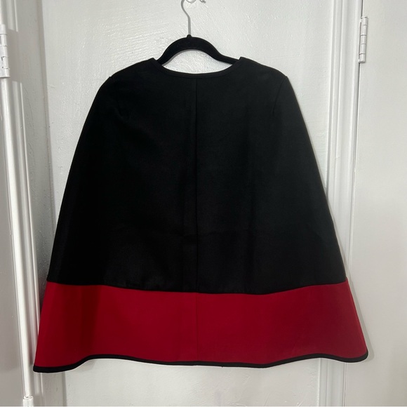 SHEIN Women's Color Block Open Front Cape, Cloak Sleeve, Black & Maroon, Size XS - Picture 6 of 7